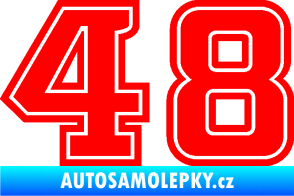 Samolepka Startovní číslo 48 typ 5 Fluorescentní červená