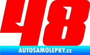 Samolepka Startovní číslo 48 typ 6 Fluorescentní červená