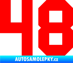 Samolepka Startovní číslo 48 Fluorescentní červená