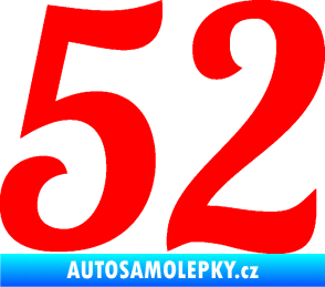 Samolepka Startovní číslo 52 typ 3 Fluorescentní červená