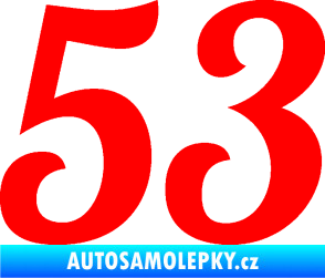 Samolepka Startovní číslo 53 typ 3 Fluorescentní červená