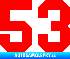 Samolepka Startovní číslo 53 Fluorescentní červená