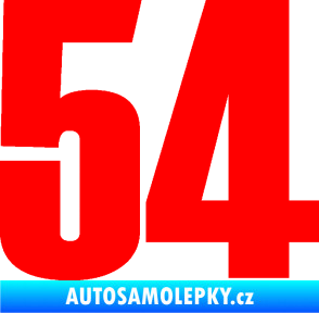 Samolepka Startovní číslo 54 typ 2   Fluorescentní červená