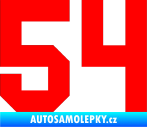 Samolepka Startovní číslo 54 Fluorescentní červená