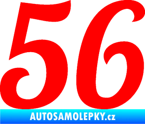 Samolepka Startovní číslo 56 typ 3 Fluorescentní červená