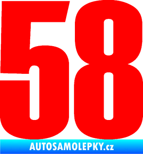 Samolepka Startovní číslo 58 typ 2    Fluorescentní červená