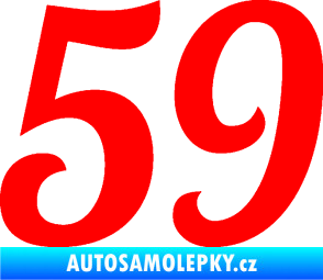 Samolepka Startovní číslo 59 typ 3 Fluorescentní červená