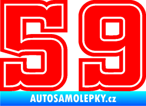 Samolepka Startovní číslo 59 typ 5 Fluorescentní červená