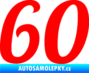Samolepka Startovní číslo 60 typ 3 Fluorescentní červená