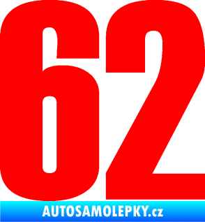 Samolepka Startovní číslo 62 typ 2  Fluorescentní červená