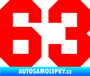 Samolepka Startovní číslo 63 Fluorescentní červená