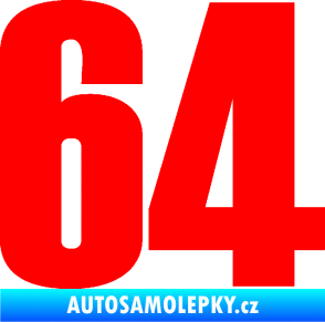 Samolepka Startovní číslo 64 typ 2    Fluorescentní červená