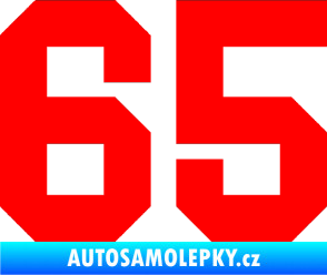 Samolepka Startovní číslo 65 Fluorescentní červená