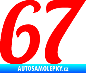 Samolepka Startovní číslo 67 typ 3 Fluorescentní červená
