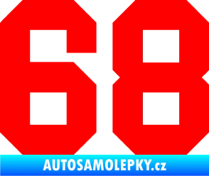 Samolepka Startovní číslo 68 Fluorescentní červená