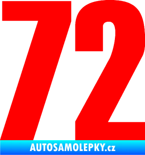 Samolepka Startovní číslo 72 typ 2   Fluorescentní červená