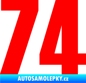 Samolepka Startovní číslo 74 typ 2     Fluorescentní červená