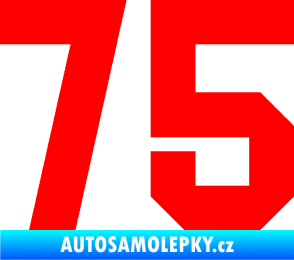 Samolepka Startovní číslo 75 Fluorescentní červená