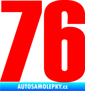 Samolepka Startovní číslo 76 typ 2       Fluorescentní červená
