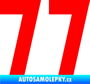 Samolepka Startovní číslo 77 Fluorescentní červená