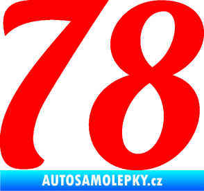 Samolepka Startovní číslo 78 typ 3   Fluorescentní červená