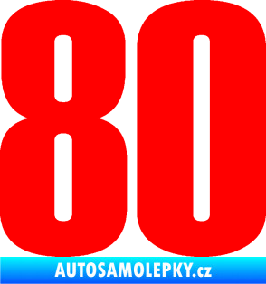Samolepka Startovní číslo 80 typ 2           Fluorescentní červená