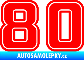 Samolepka Startovní číslo 80 typ 5 Fluorescentní červená