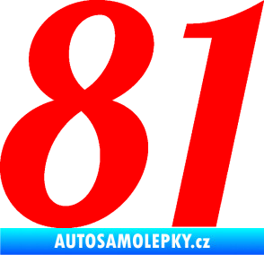 Samolepka Startovní číslo 81 typ 3   Fluorescentní červená