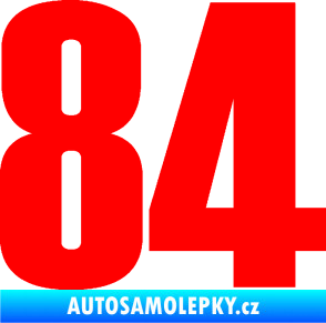 Samolepka Startovní číslo 84 typ 2    Fluorescentní červená