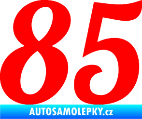 Samolepka Startovní číslo 85 typ 3   Fluorescentní červená
