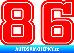 Samolepka Startovní číslo 86 typ 5 Fluorescentní červená