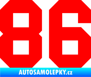 Samolepka Startovní číslo 86 Fluorescentní červená