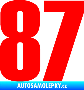 Samolepka Startovní číslo 87 typ 2       Fluorescentní červená