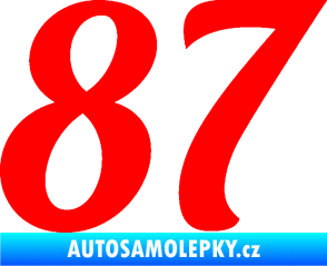 Samolepka Startovní číslo 87 typ 3   Fluorescentní červená