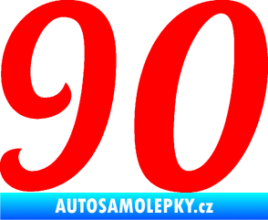 Samolepka Startovní číslo 90 typ 3   Fluorescentní červená