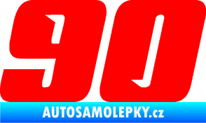Samolepka Startovní číslo 90 typ 6 Fluorescentní červená