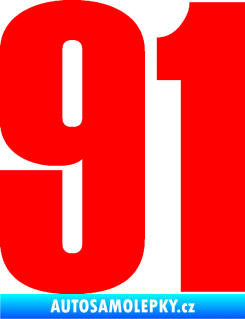 Samolepka Startovní číslo 91 typ 2 Fluorescentní červená