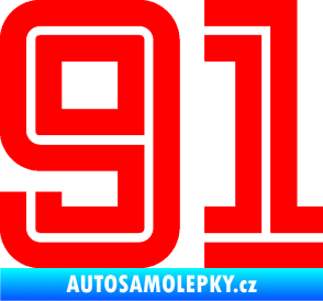 Samolepka Startovní číslo 91 typ 7 Fluorescentní červená