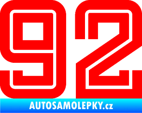 Samolepka Startovní číslo 92 typ 7 Fluorescentní červená