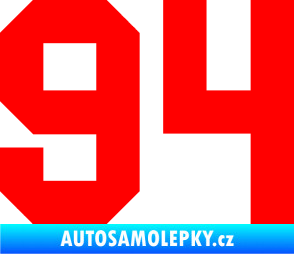 Samolepka Startovní číslo 94 Fluorescentní červená
