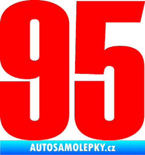 Samolepka Startovní číslo 95 typ 2     Fluorescentní červená