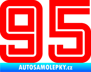 Samolepka Startovní číslo 95 typ 7 Fluorescentní červená