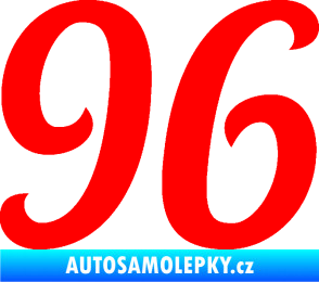 Samolepka Startovní číslo 96 typ 3    Fluorescentní červená