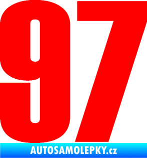 Samolepka Startovní číslo 97 typ 2 Fluorescentní červená