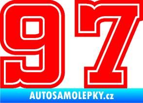 Samolepka Startovní číslo 97 typ 5 Fluorescentní červená