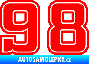 Samolepka Startovní číslo 98 typ 5 Fluorescentní červená