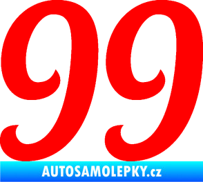 Samolepka Startovní číslo 99 typ 3   Fluorescentní červená