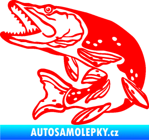 Samolepka Štika 002 levá Fluorescentní červená