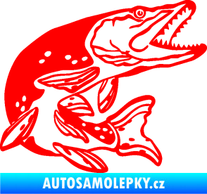 Samolepka Štika 002 pravá Fluorescentní červená