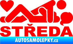 Samolepka Středa nápis Fluorescentní červená